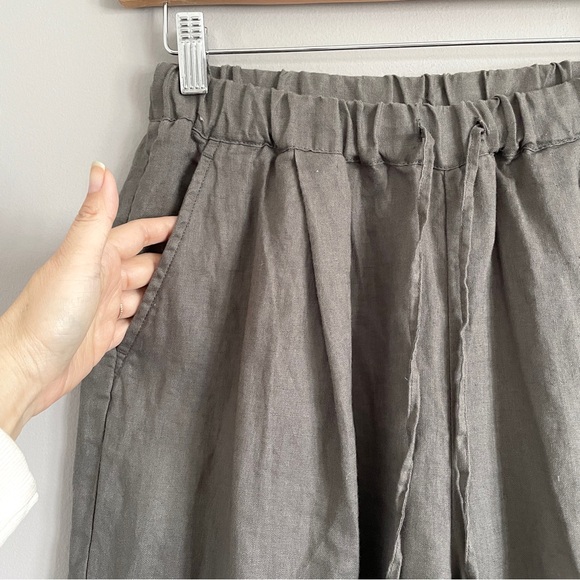 Muji Gray French Linen Wide Leg Cropped Pants - S, relaxed fit - Picture 4 of 9